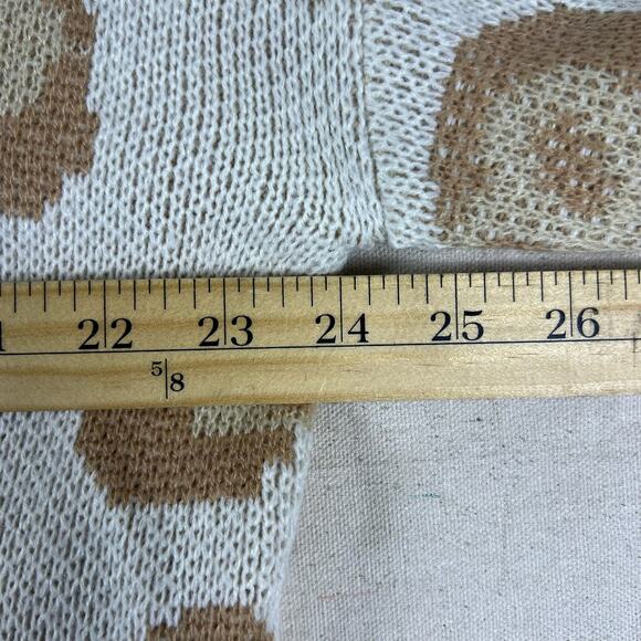 Neutral Leopard Print Distressed Sweater S/M Cream Beige Frayed Hem Grunge Knit - Picture 6 of 11